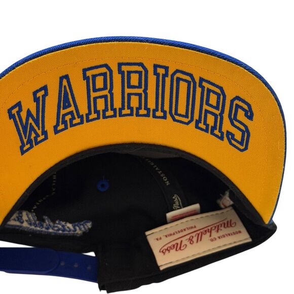 Mitchell & Ness NBA Golden State Warriors Cap Hat Black Royal Blue OS bv - Picture 2 of 8